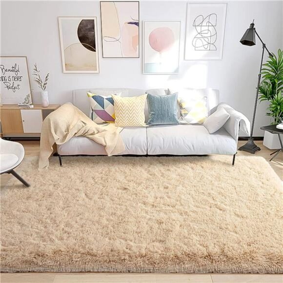 Fluffy Area Rug for Living Room 6x9 Feet, Shaggy Rugs for Bedroom Ultra Soft